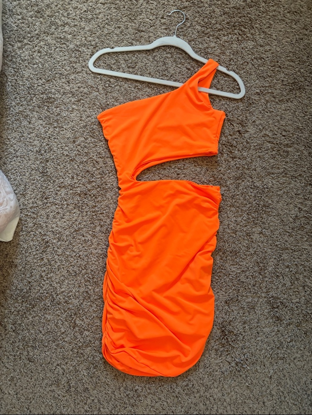 Amazon One-Shoulder Cutout Dress in Neon Orange